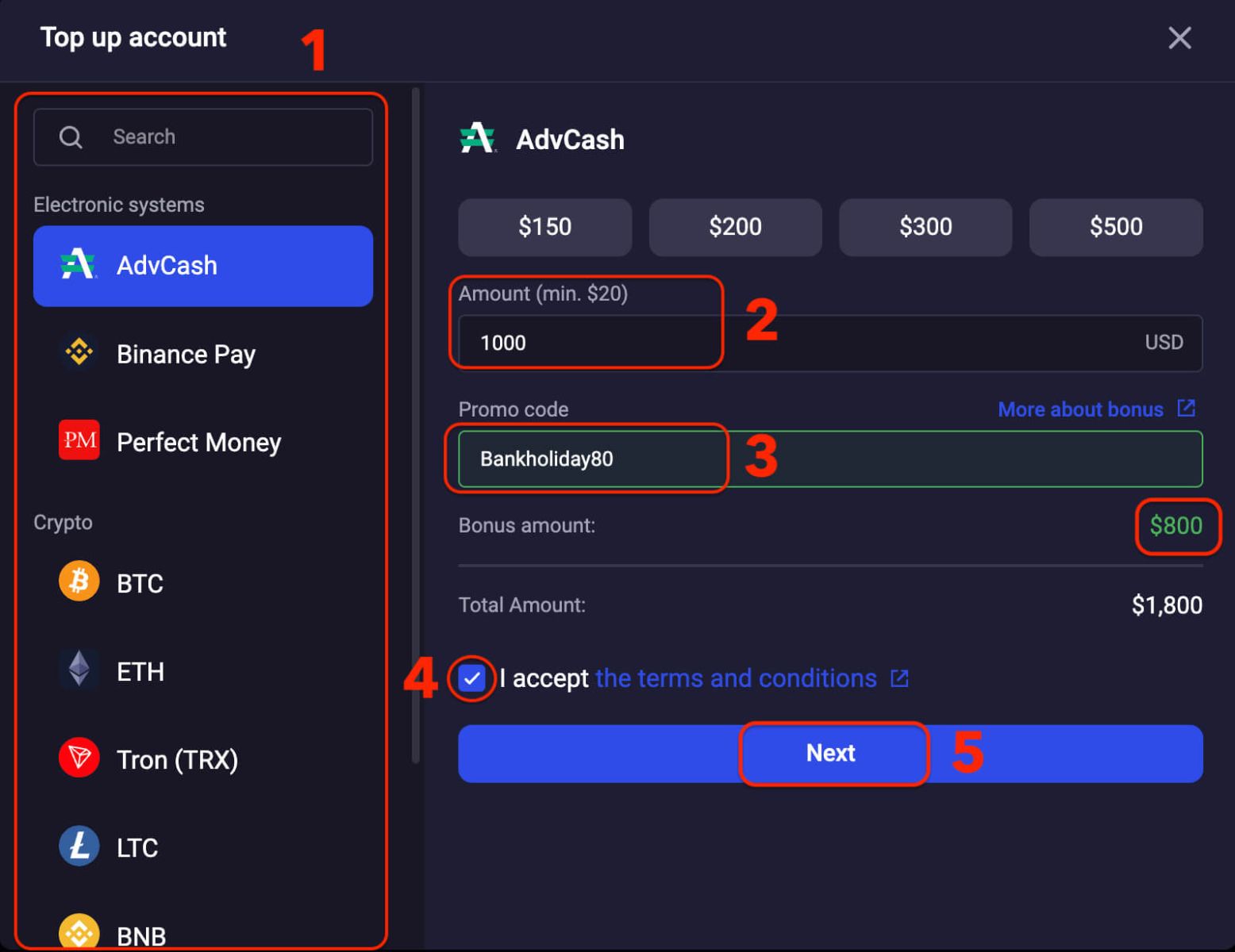 Bonificación de depósito de Binolla - 80% Bonificación de depósito de Binolla - 80%